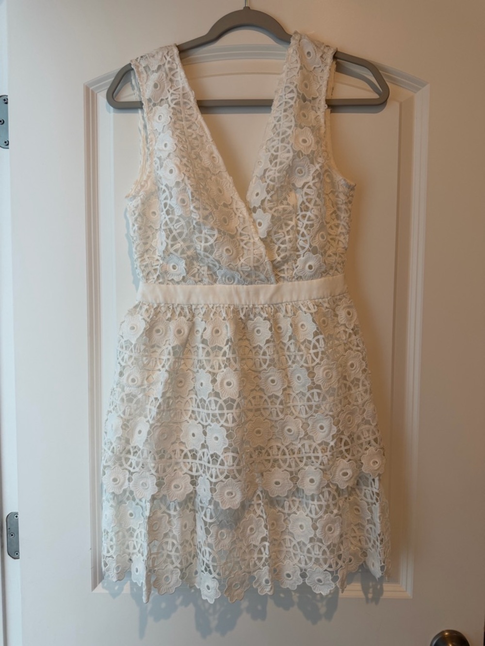 Endless Rose White Floral Lace V-Neck Mini Dress